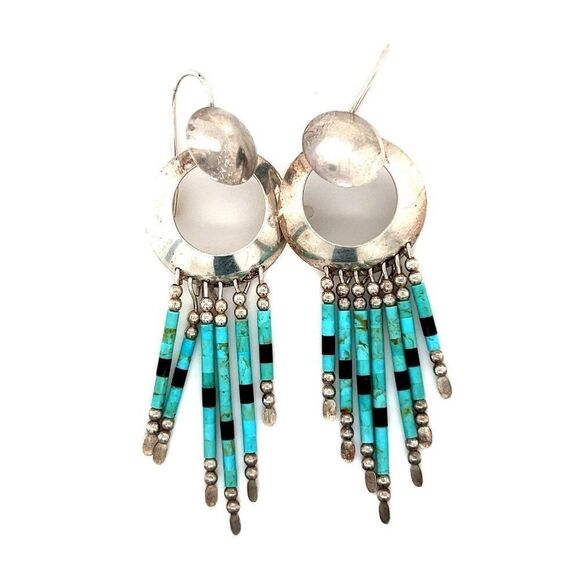 Sterling Circles Dangle Earrings - Picture 1 of 6